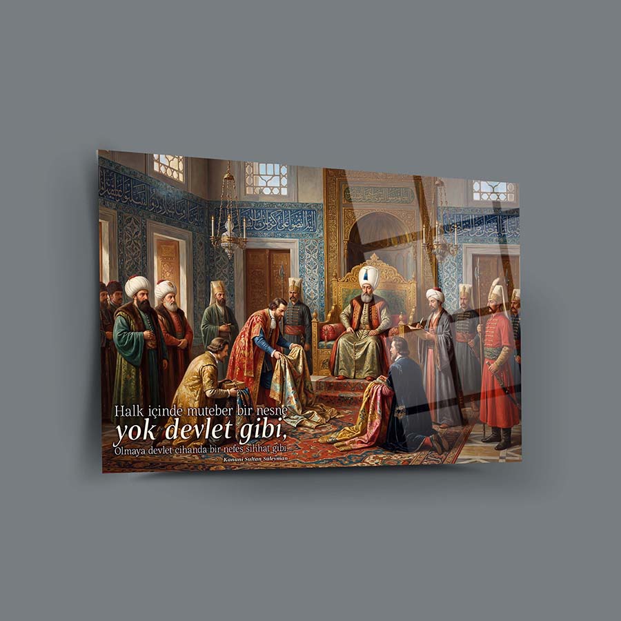 Kanuni Sultan Süleyman Elçilerin Kabulü Cam Tablo
