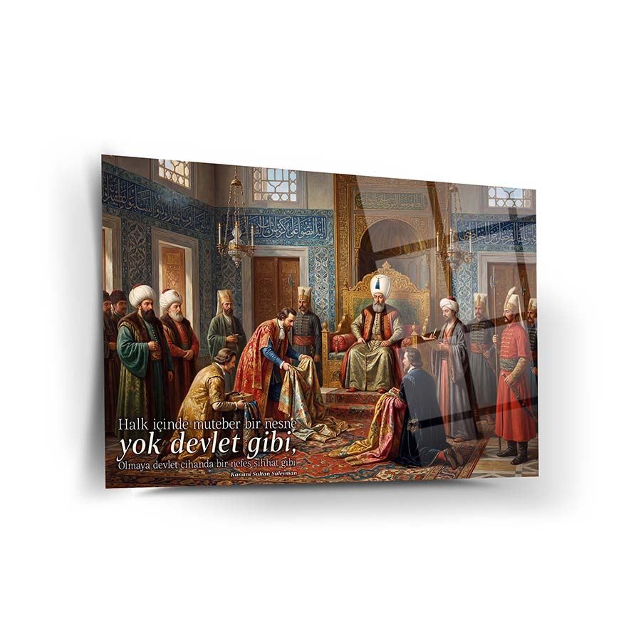 Kanuni Sultan Süleyman Elçilerin Kabulü Cam Tablo