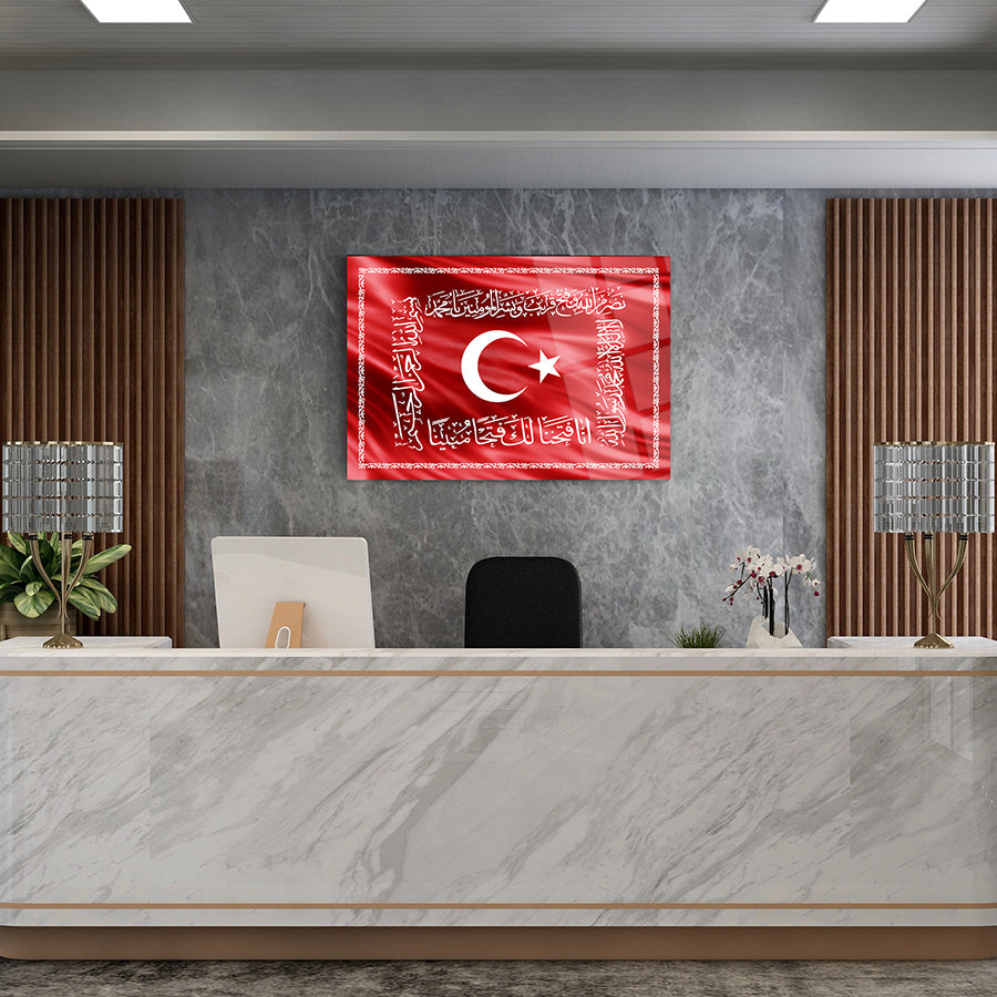 Osmanlı Sancağı - Hilafet Sancağı 2 Cam Tablo
