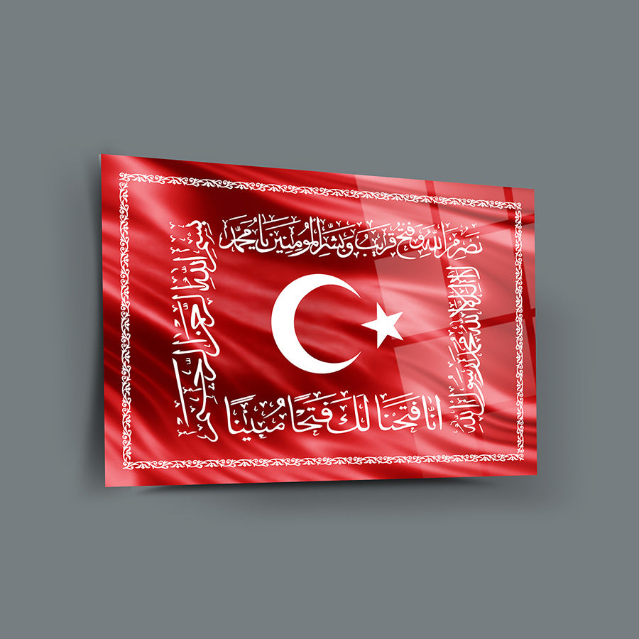 Osmanlı Sancağı - Hilafet Sancağı 2 Cam Tablo