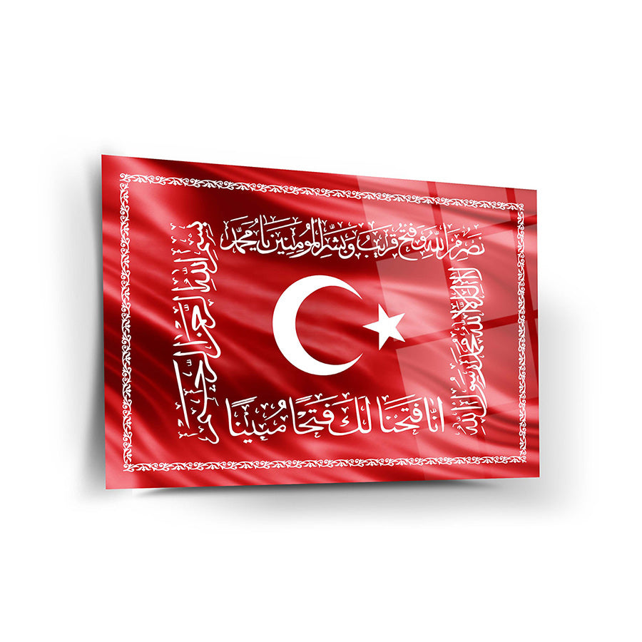 Osmanlı Sancağı - Hilafet Sancağı 2 Cam Tablo