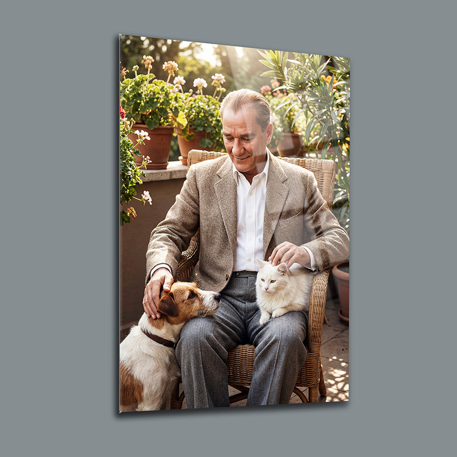 Atatürk Hayvan Sevgisi Köpek Kedi Bahçe Cam Tablo | SRD Concept