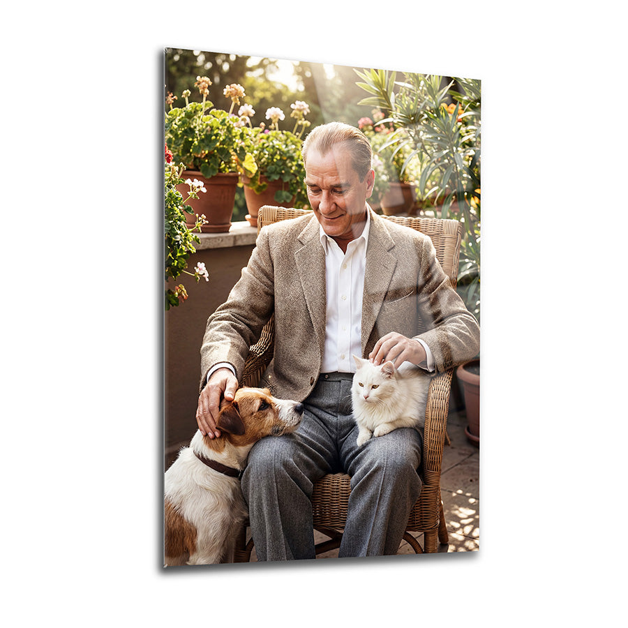 Atatürk Hayvan Sevgisi Köpek Kedi Bahçe Cam Tablo | SRD Concept