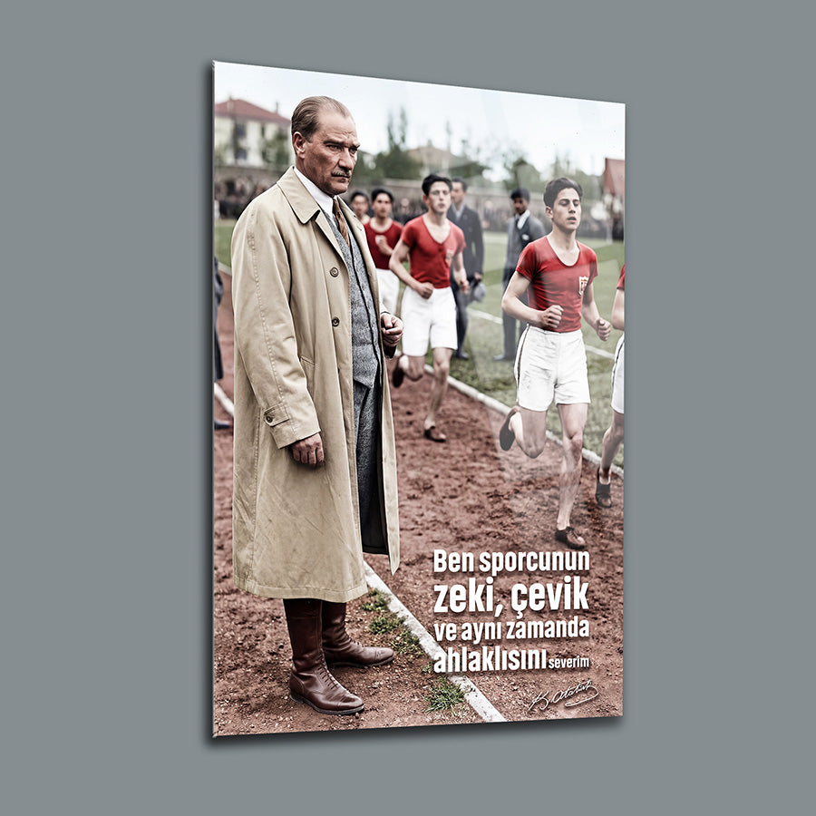 Atatürk Atletizm Spor Sözlü Gençlerle Cam Tablo | SRD Concept