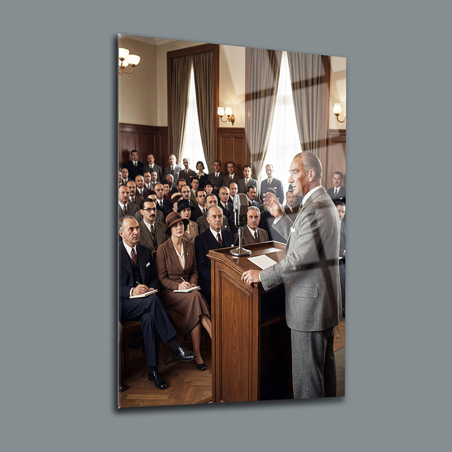 Atatürk Kürsü Konuşması Toplantı Salonu Cam Tablo | SRD Concept