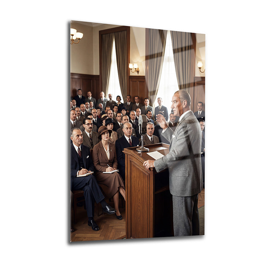 Atatürk Kürsü Konuşması Toplantı Salonu Cam Tablo | SRD Concept