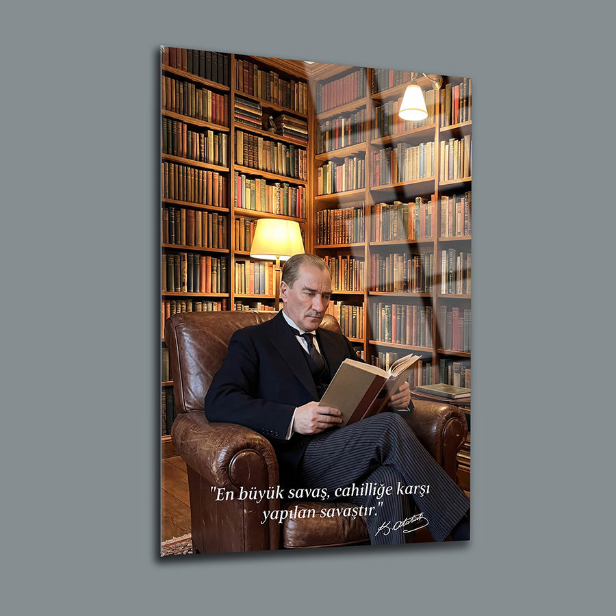 Atatürk Kütüphane Cahillik Sözlü Kitap Okuma Cam Tablo | SRD Concept