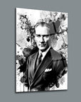 Atatürk Ebru Sanatı Mürekkep Efektli Portre Cam Tablo | SRD Concept