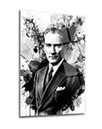 Atatürk Ebru Sanatı Mürekkep Efektli Portre Cam Tablo | SRD Concept