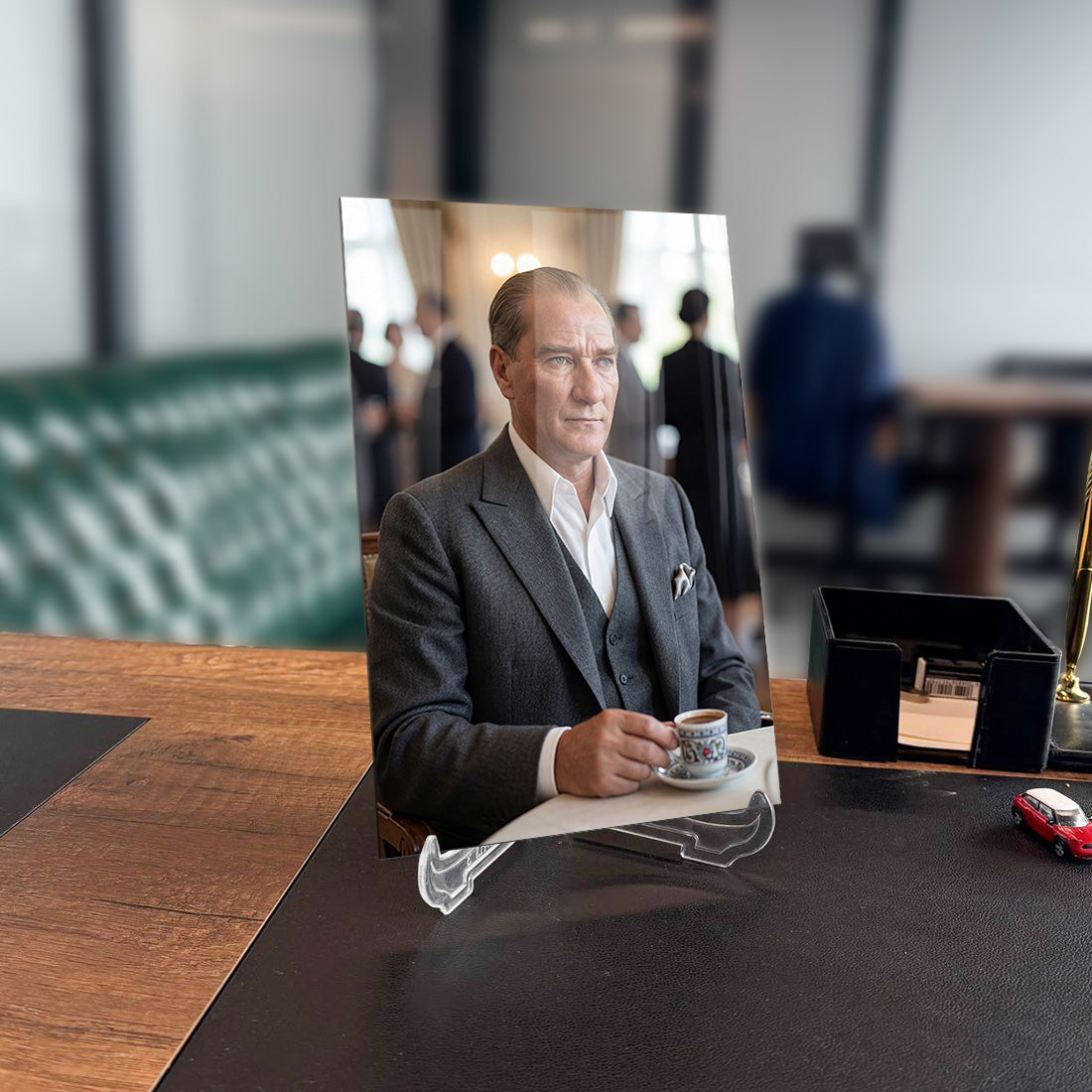 Atatürk Türk Kahvesi Zarif Portre Cam Tablo | SRD Concept