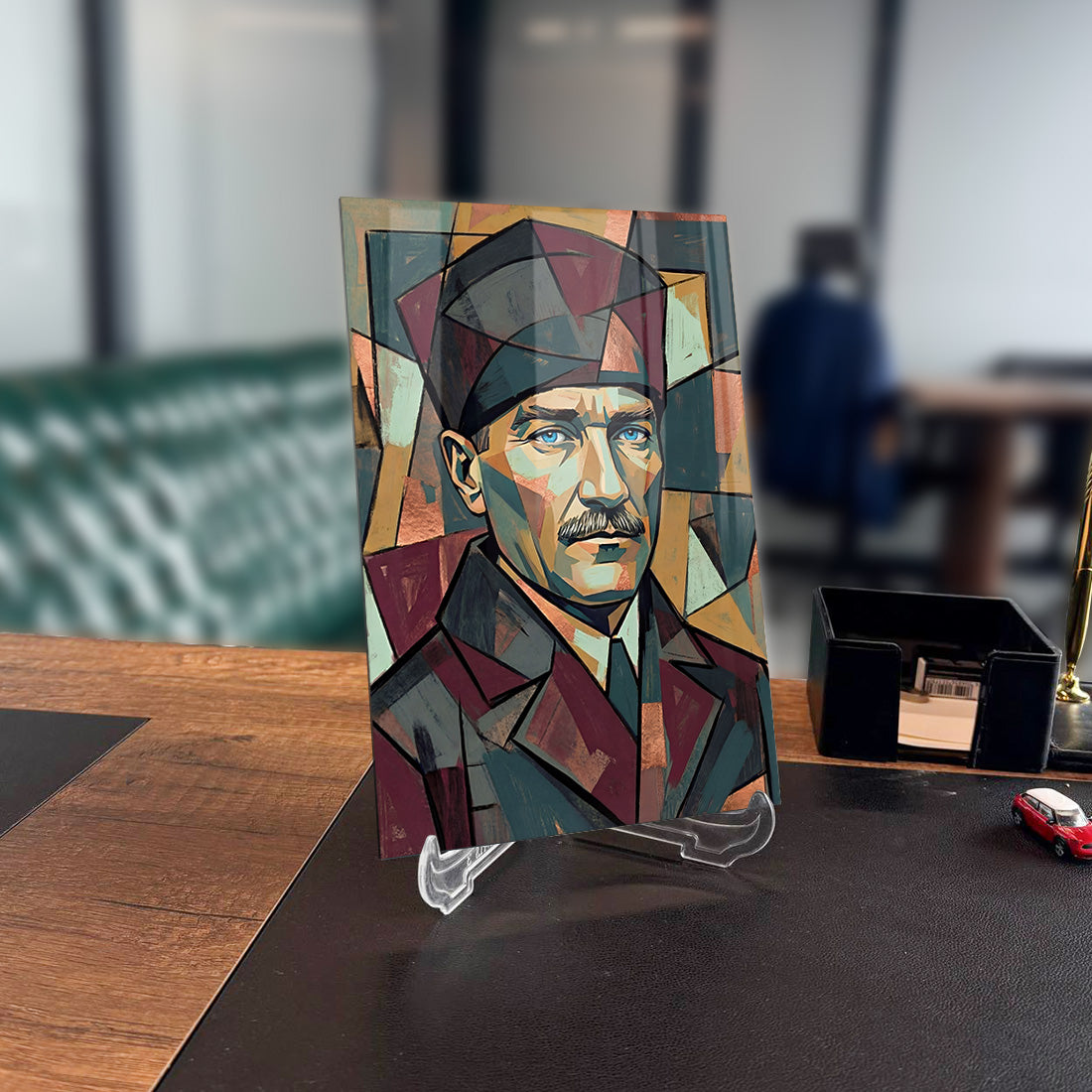 Atatürk Kübizm Modern Sanat Geometrik Cam Tablo | SRD Concept