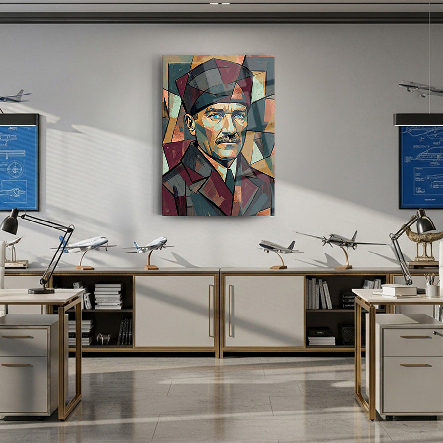 Atatürk Kübizm Modern Sanat Geometrik Cam Tablo | SRD Concept