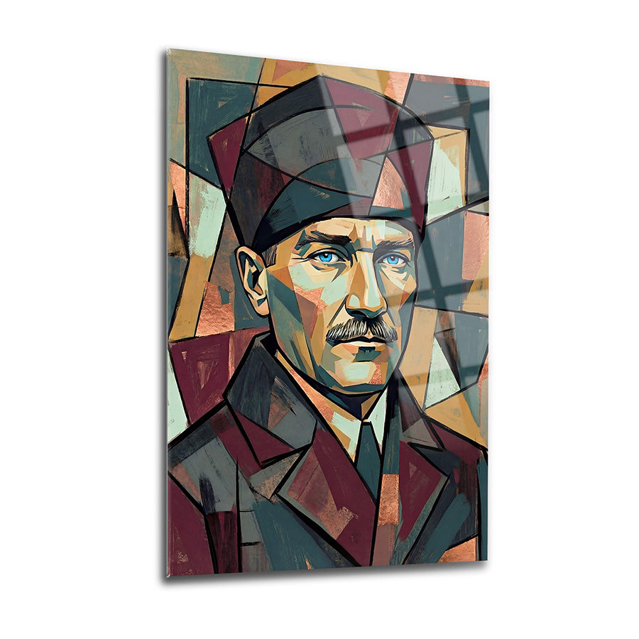 Atatürk Kübizm Modern Sanat Geometrik Cam Tablo | SRD Concept