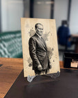 Atatürk Karakalem Suluboya Efektli Sanat Cam Tablo | SRD Concept