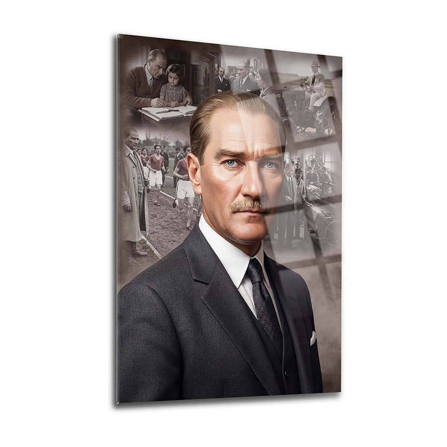 Atatürk Kütüphane Temalı Cam Tablo - Bilge Portre | SRD Concept