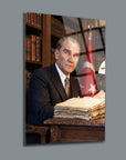 Atatürk Portresi Kütüphane Temalı Cam Tablo | SRD Concept
