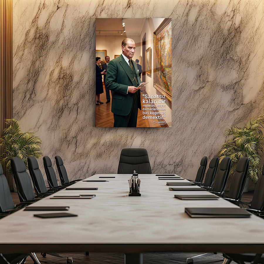 Atatürk Sanat Galerisi Sanatsız Millet Sözlü Cam Tablo  | SRD Concept
