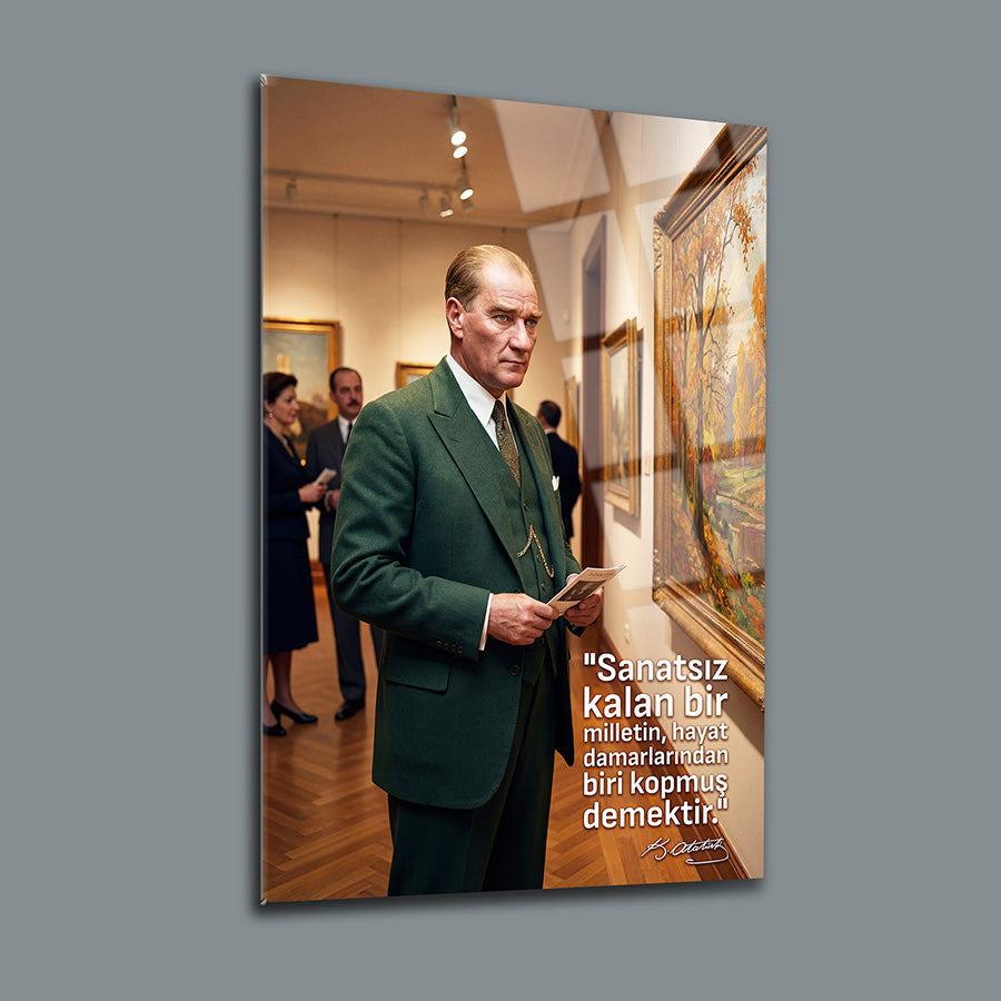 Atatürk Sanat Galerisi Sanatsız Millet Sözlü Cam Tablo  | SRD Concept