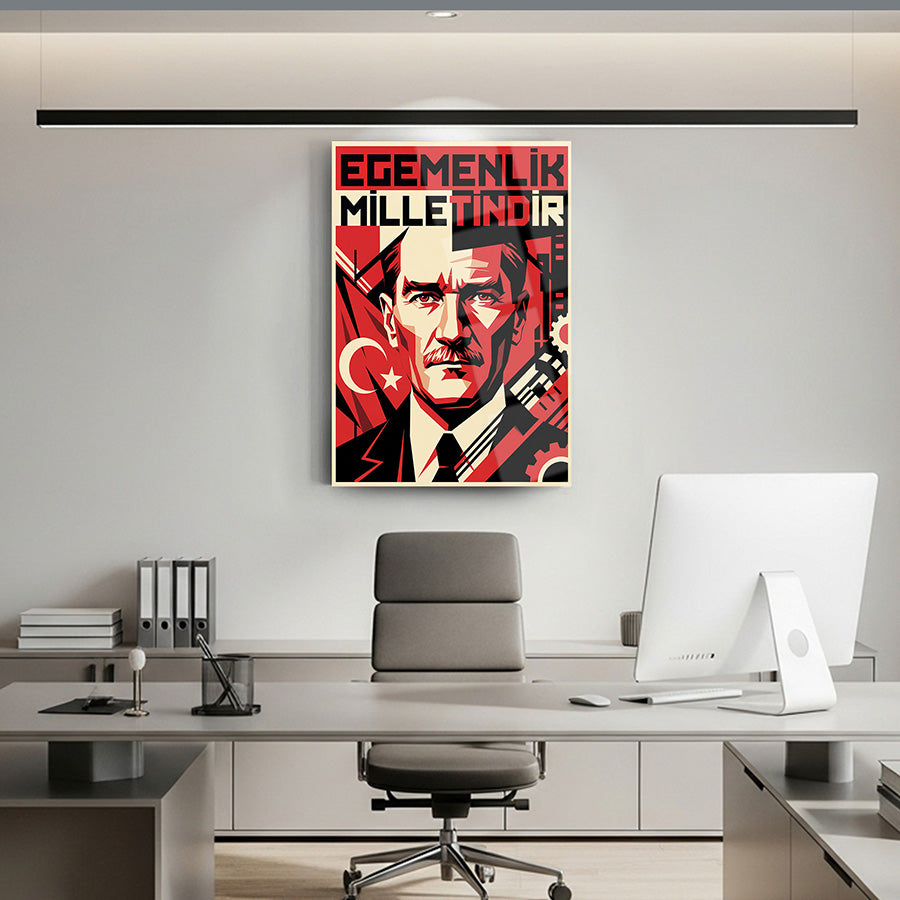 Atatürk Egemenlik Milletindir Pop Art Cam Tablo | SRD Concept