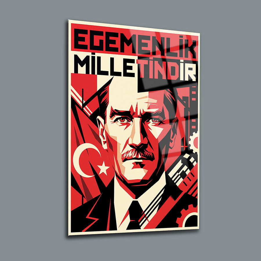 Atatürk Egemenlik Milletindir Pop Art Cam Tablo | SRD Concept