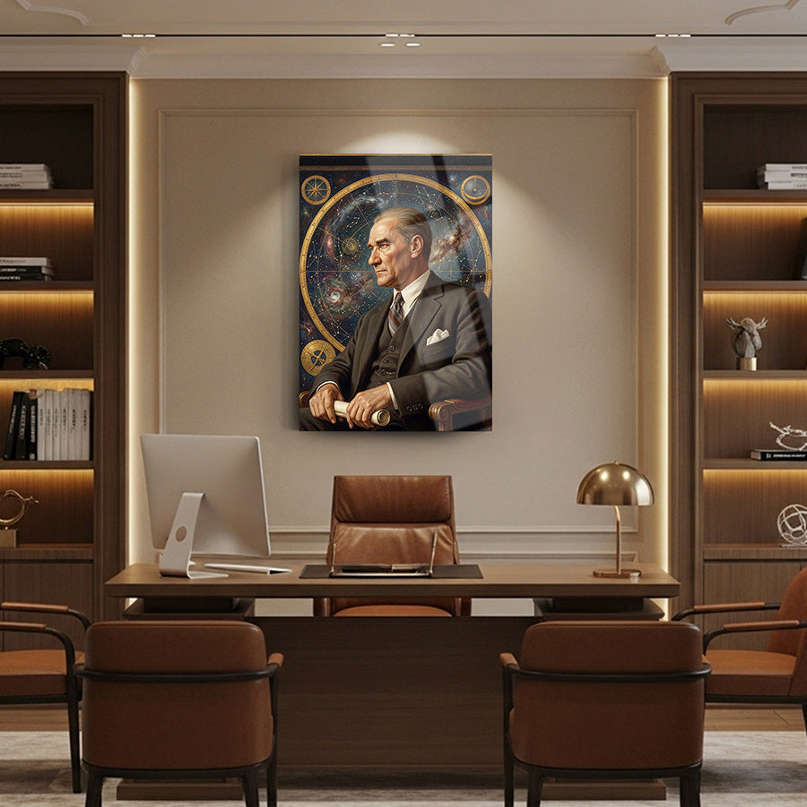 Atatürk Uzay ve Bilim Temalı Vizyoner Cam Tablo | SRD Concept