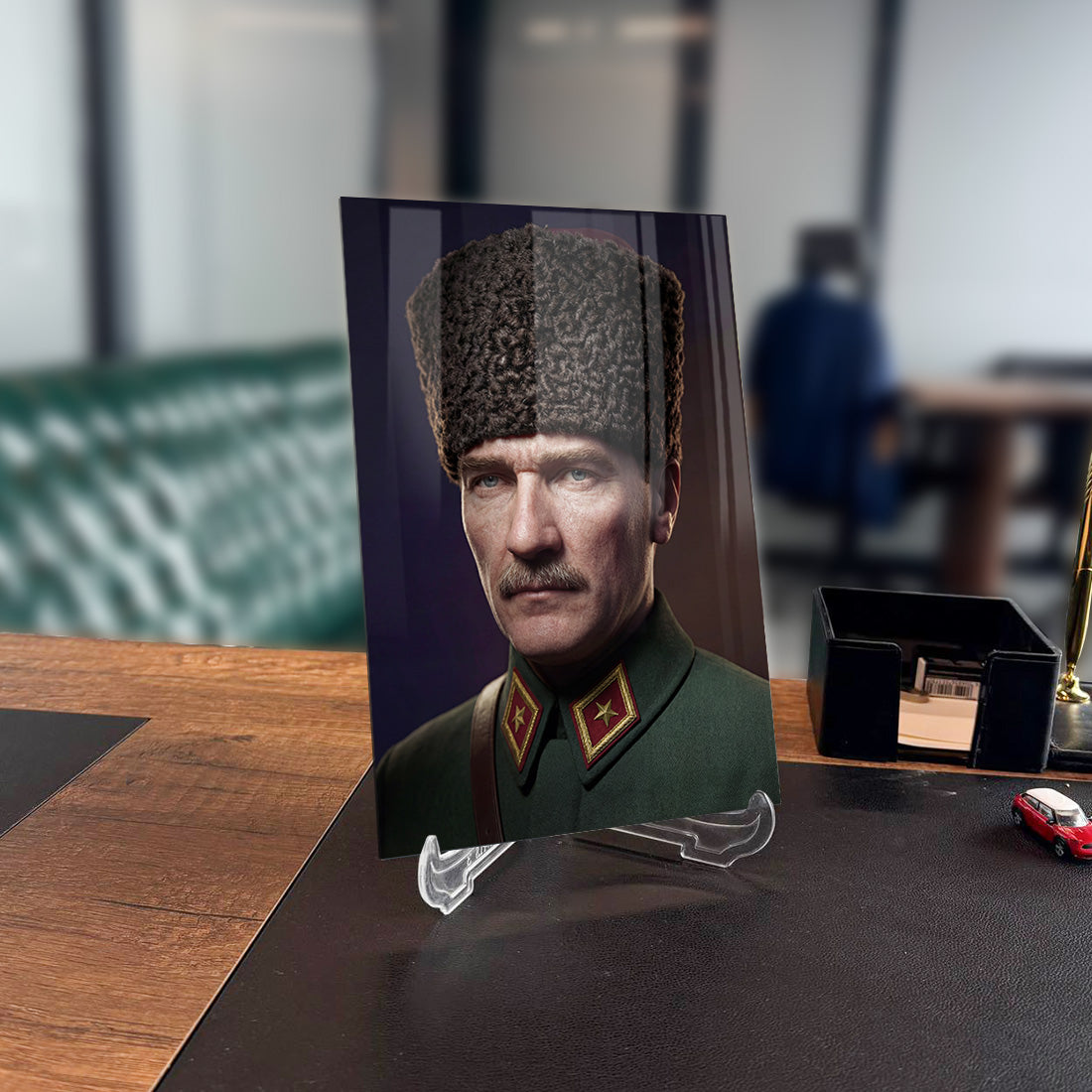 Atatürk Başkomutan Askeri Üniforma Portre Cam Tablo | SRD Concept