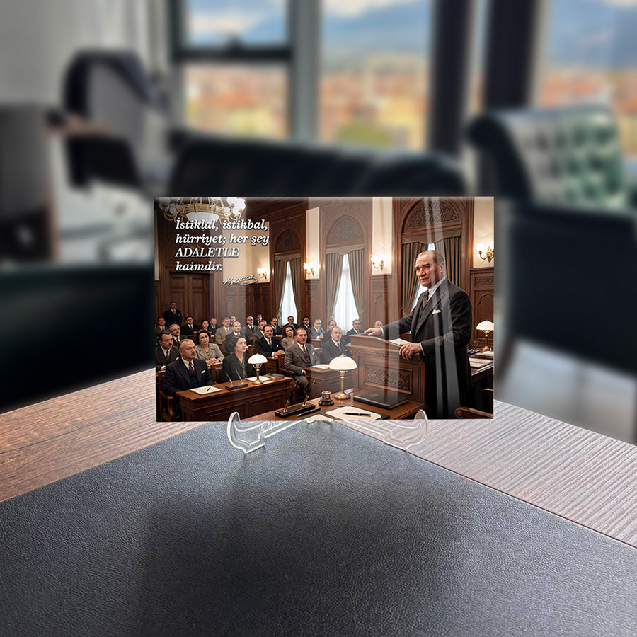 Atatürk Meclis Kürsüsü Adalet Sözlü Cam Tablo | SRD Concept