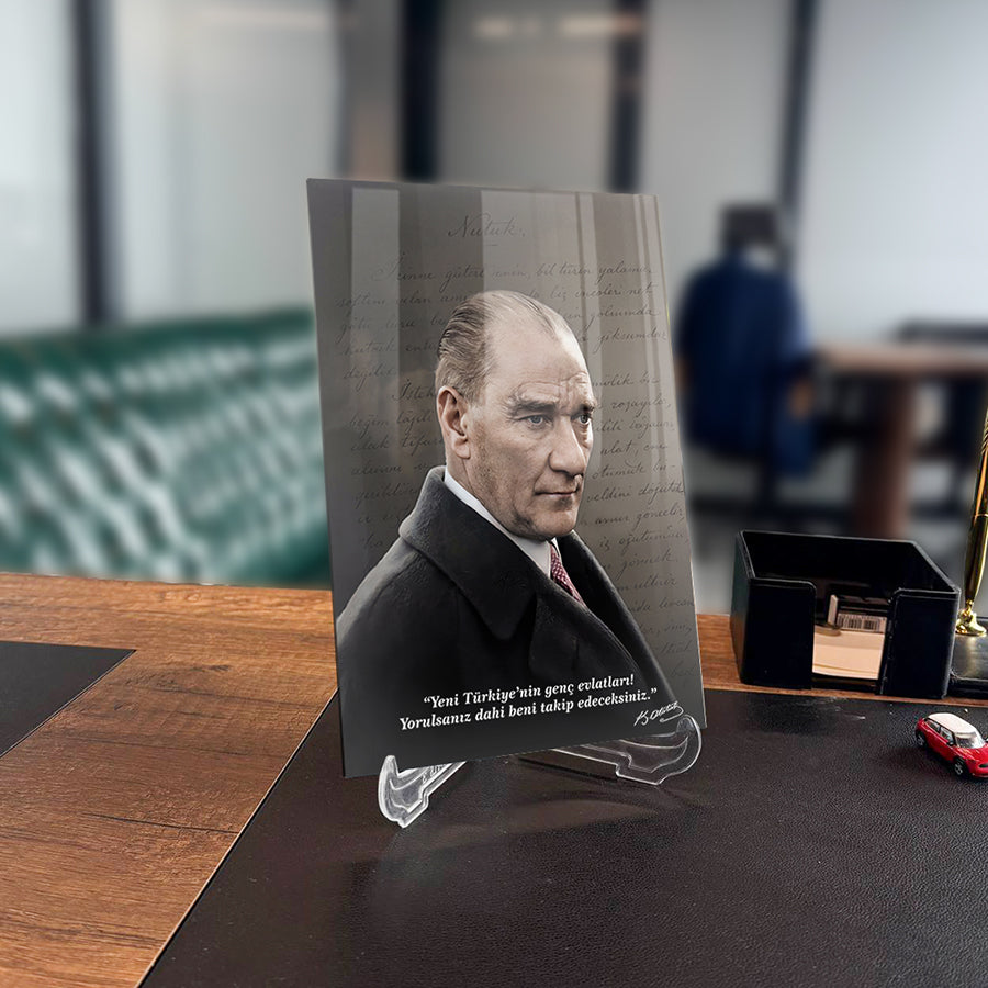 Atatürk Nutuk Gençlik Sözlü El Yazısı Cam Tablo | SRD Concept