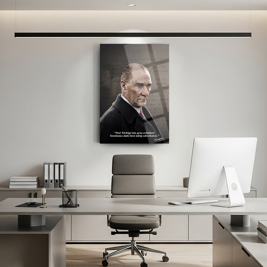 Atatürk Nutuk Gençlik Sözlü El Yazısı Cam Tablo | SRD Concept
