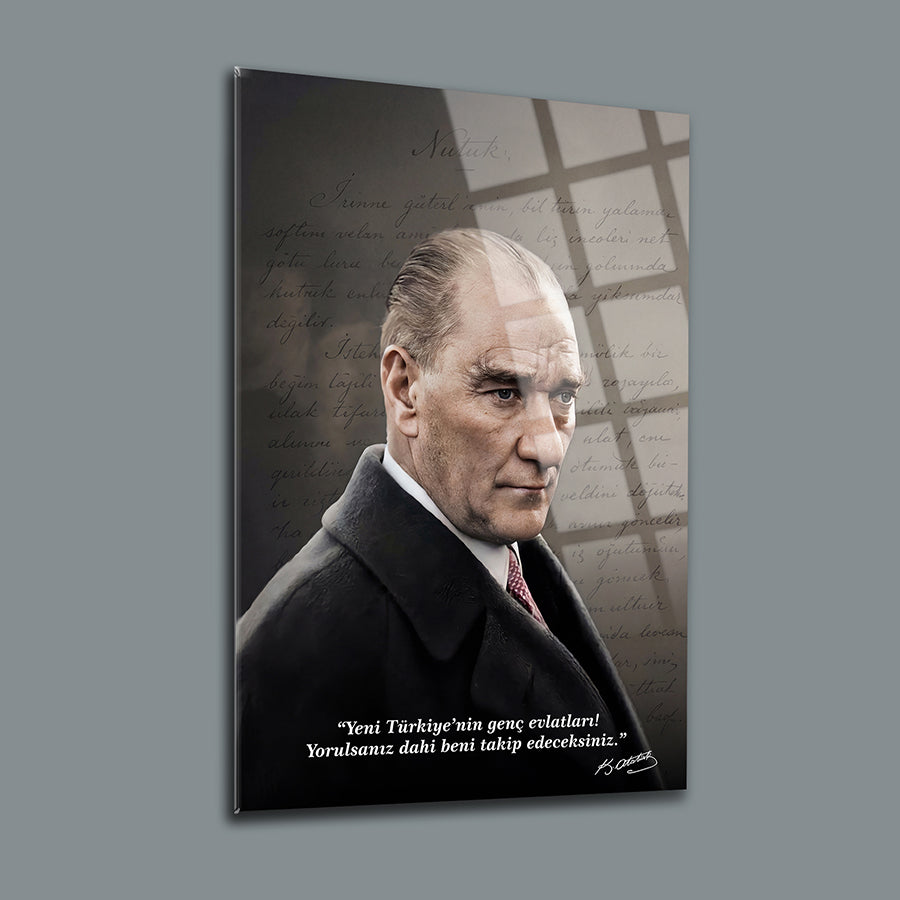 Atatürk Nutuk Gençlik Sözlü El Yazısı Cam Tablo | SRD Concept