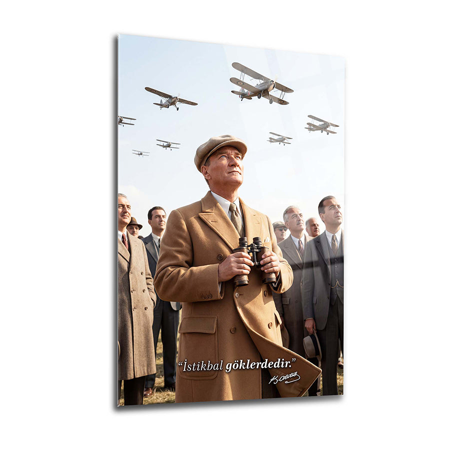 Atatürk Çocuğa Ders Verirken Eğitim Cam Tablo | SRD Concept