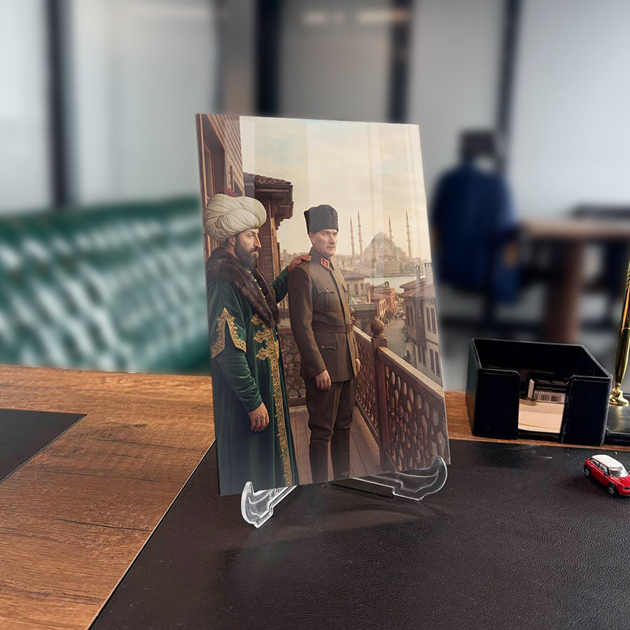 Atatürk ve Fatih Sultan Mehmet İstanbul Cam Tablo | SRD Concept
