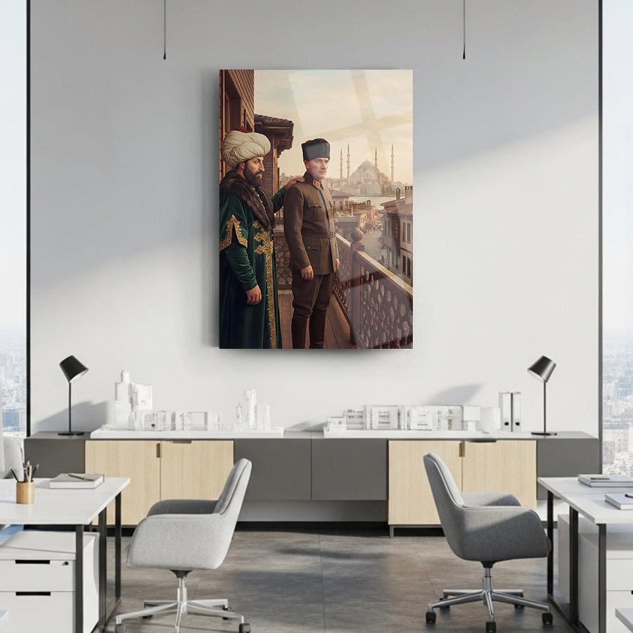 Atatürk ve Fatih Sultan Mehmet İstanbul Cam Tablo | SRD Concept