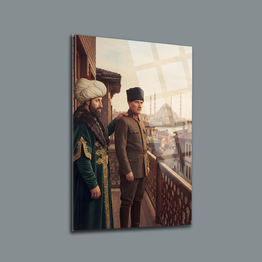 Atatürk ve Fatih Sultan Mehmet İstanbul Cam Tablo | SRD Concept