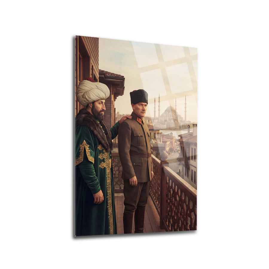 Atatürk ve Fatih Sultan Mehmet İstanbul Cam Tablo | SRD Concept