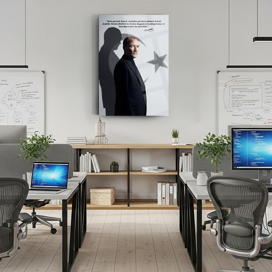 Atatürk Beni Görmek Demek Sözlü Cam Tablo | SRD Concept