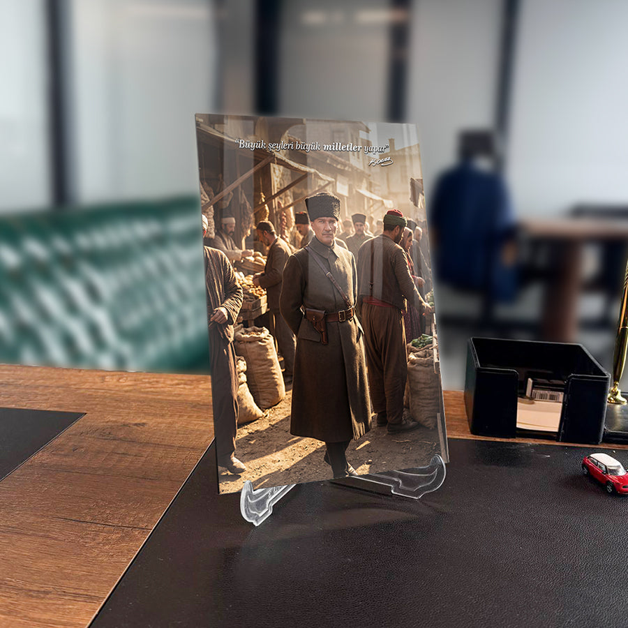 Atatürk Halk Arasında Büyük Milletler Sözlü Cam Tablo | SRD Concept