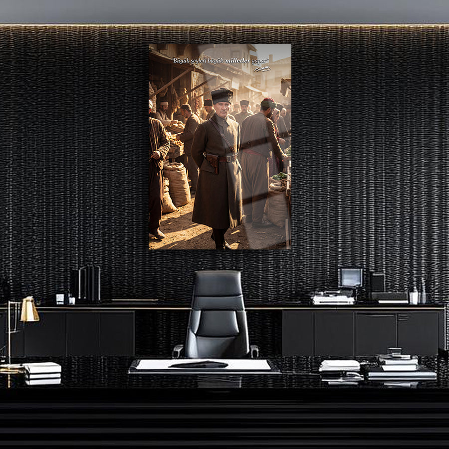 Atatürk Halk Arasında Büyük Milletler Sözlü Cam Tablo | SRD Concept