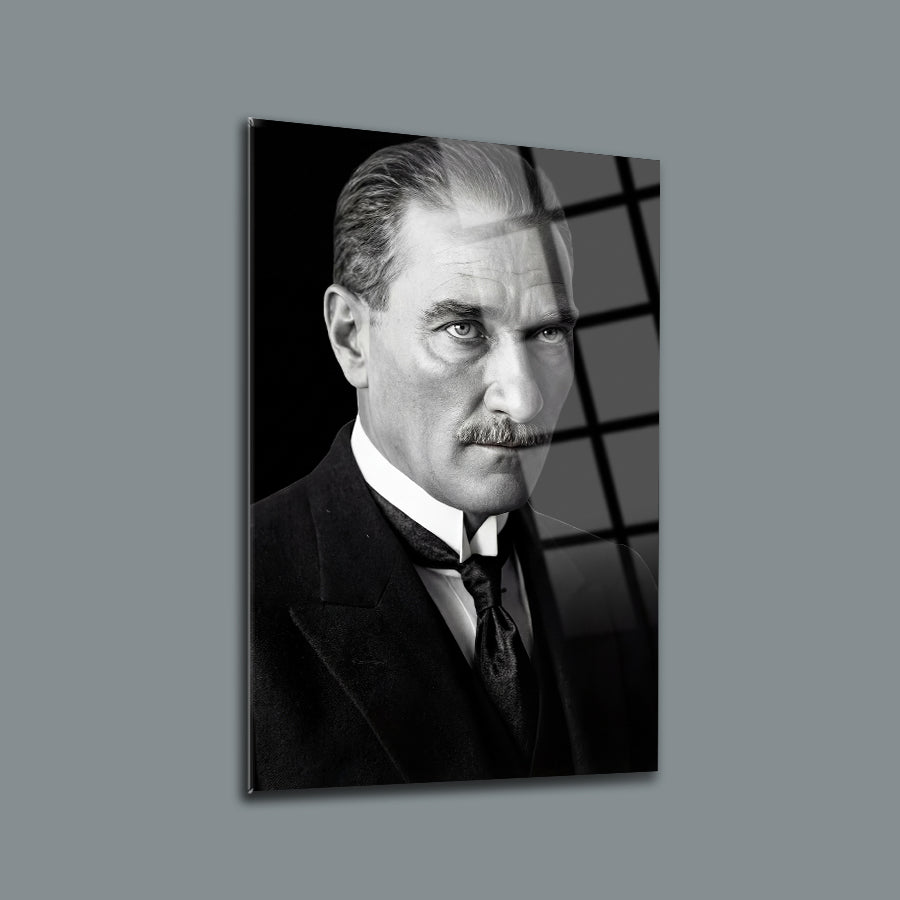 Atatürk Siyah Beyaz Resmi Portre Cam Tablo | SRD Concept