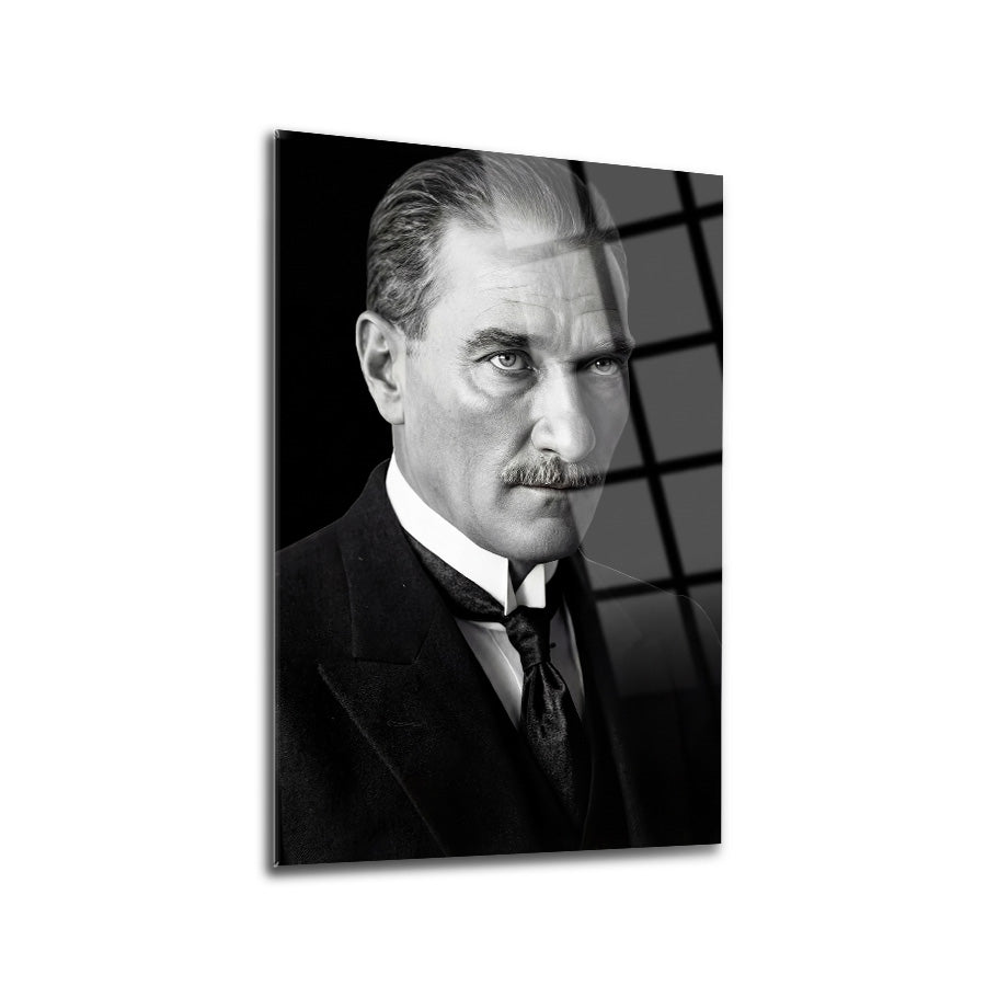 Atatürk Siyah Beyaz Resmi Portre Cam Tablo | SRD Concept