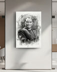 Atatürk Karakalem Eskiz Portre Cam Tablo | SRD Concept