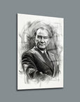 Atatürk Karakalem Eskiz Portre Cam Tablo | SRD Concept