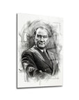 Atatürk Karakalem Eskiz Portre Cam Tablo | SRD Concept