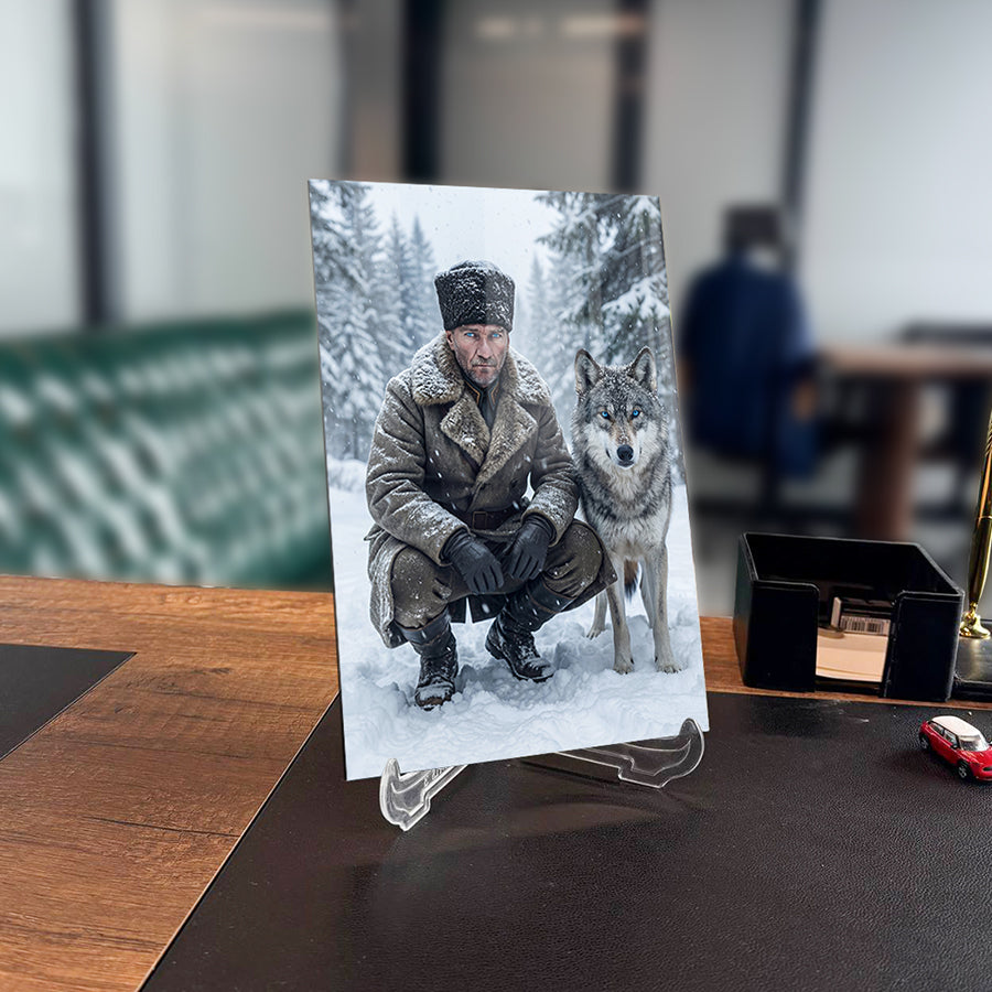 Atatürk ve Bozkurt Karlı Orman Cam Tablo | SRD Concept