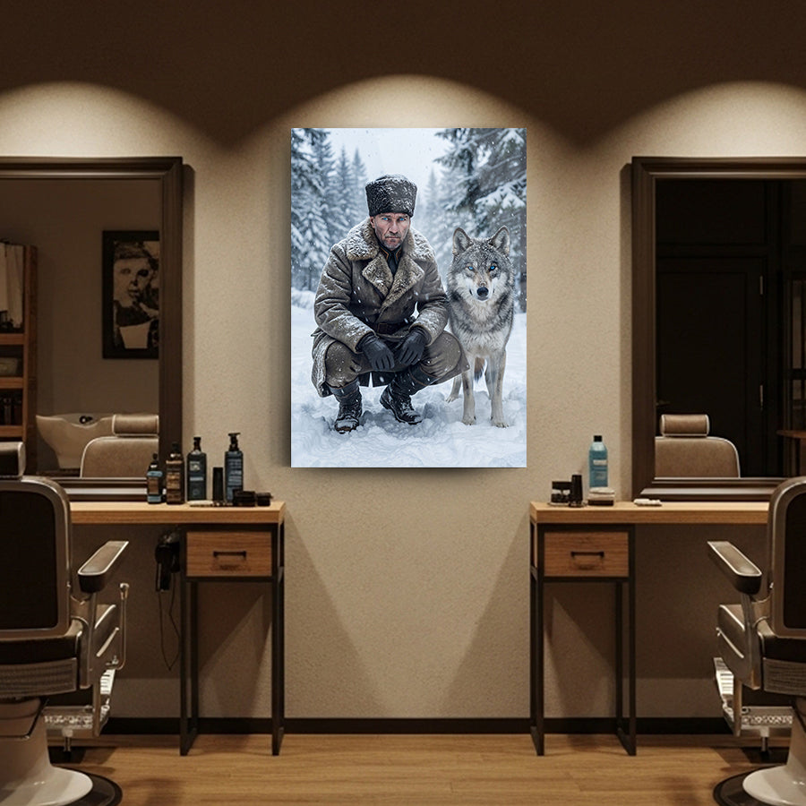 Atatürk ve Bozkurt Karlı Orman Cam Tablo | SRD Concept