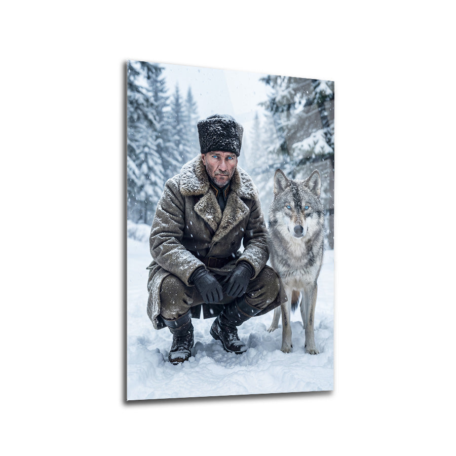 Atatürk ve Bozkurt Karlı Orman Cam Tablo | SRD Concept