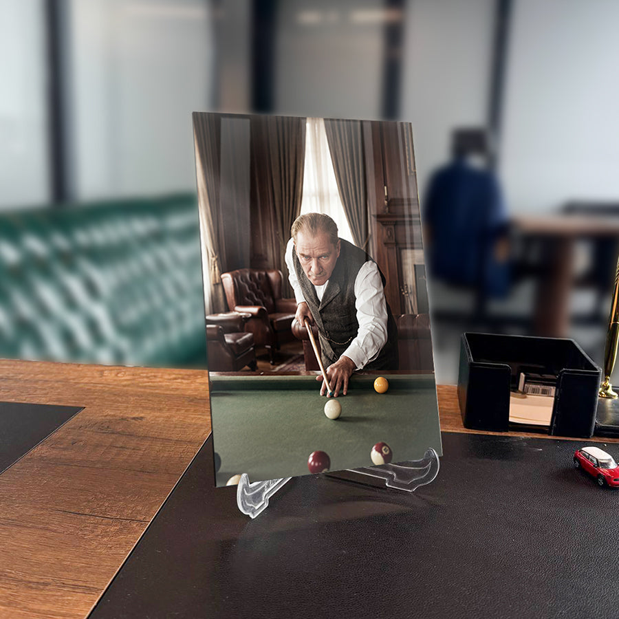 Atatürk Bilardo Oynarken Cam Tablo | SRD Concept