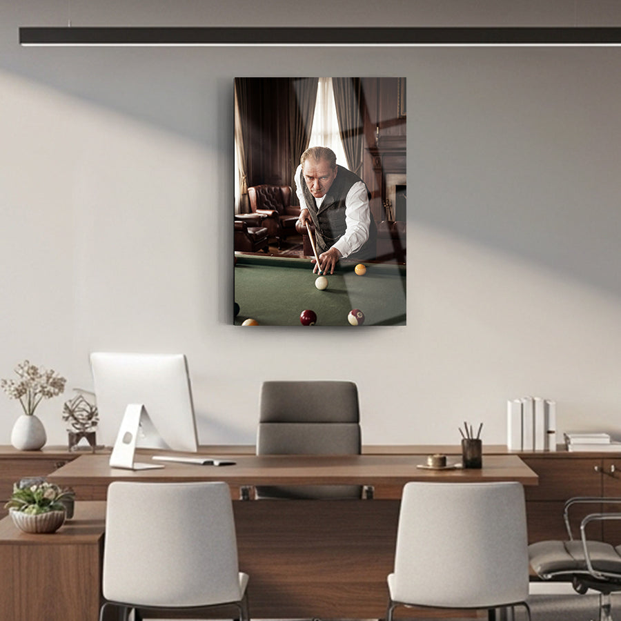 Atatürk Bilardo Oynarken Cam Tablo | SRD Concept