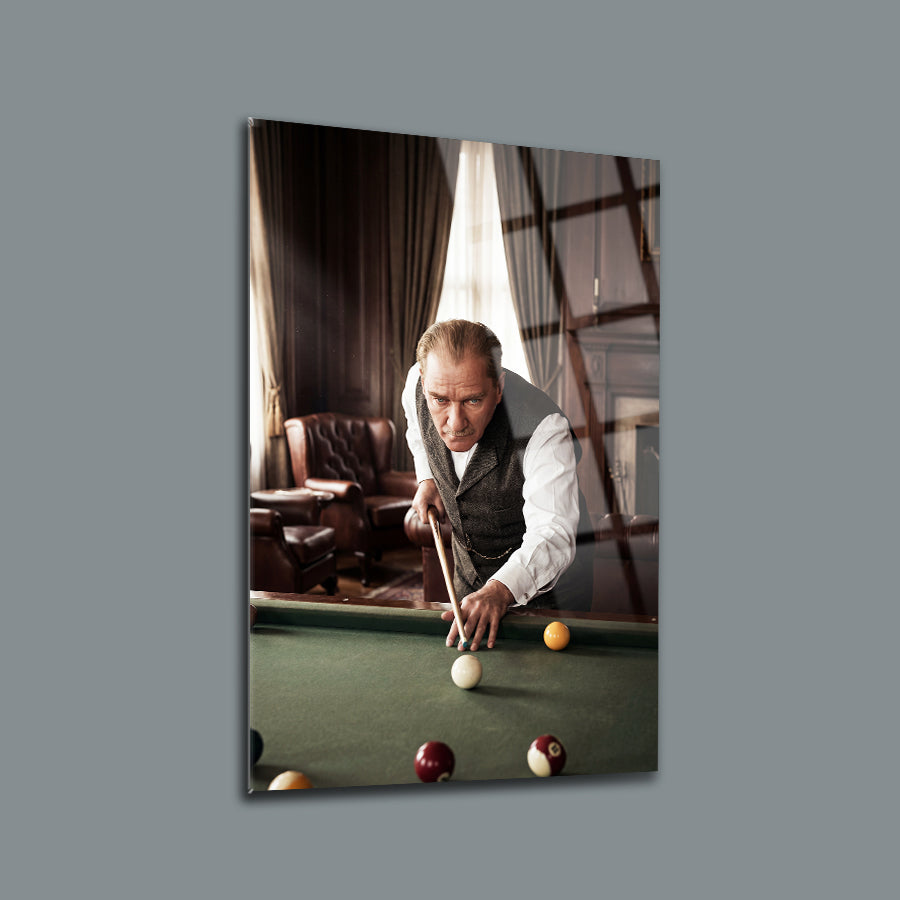 Atatürk Bilardo Oynarken Cam Tablo | SRD Concept