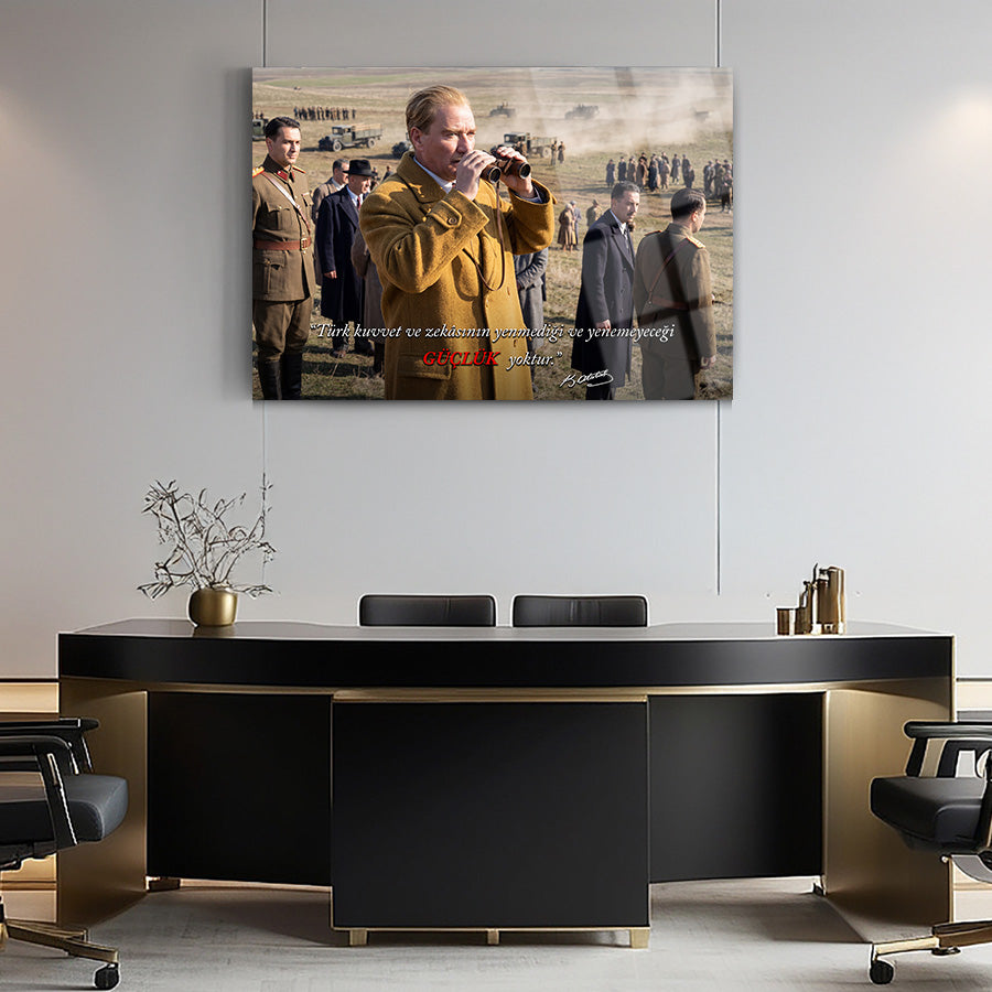 Atatürk Askeri Tatbikat Türk Kuvveti Sözlü Cam Tablo | SRD Concept